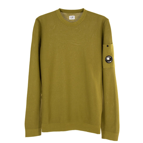 C.P. Company Cotton Crepe Ribbed Crew Neck Knit Green Moss 698 12CMKN147A-004128G Degli Uberti